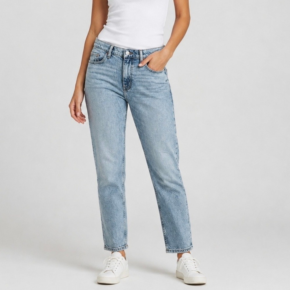 Johnny Was Palermo Slim Boyfriend Organic Cotton Tencel Blue Jeans 29 High Rise